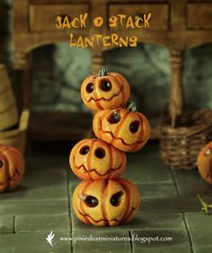 jack o'lantern pumpkins stacked on top of each other with the words jack o'lanterns written above them