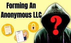 a person wearing a hoodie with the words forming an anonymous llc? on it