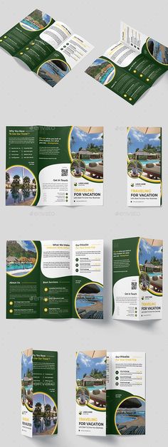 an open brochure with green and yellow details