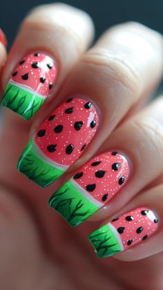 Watermelon Vibes Nails Trendy Dip Nails, Dip Nails Ideas, Summer Dip Nails, Greece Nails, Vibrant Nail Designs, Watermelon Nail Designs, Watermelon Nail, Summer Dip, Watermelon Nail Art