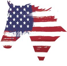 an american flag painted on the side of a horse's head with paint splatters