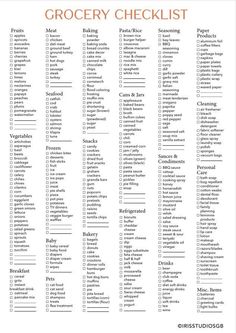 a printable list for the master grocery list, which includes items that are not available in