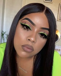 Makeup Cantik, Neon Eyeshadow, Neon Makeup, Green Makeup, Green Eyeshadow