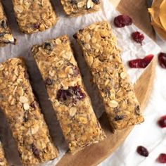 homemade granola bars with dried cranberries and oats