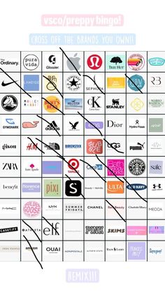 an image of a crossword game with many different logos on the squares and lines