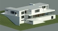 an architectural rendering of a modern house