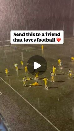 a group of people standing on top of a field next to a soccer field with the words send this to a friend that loves football