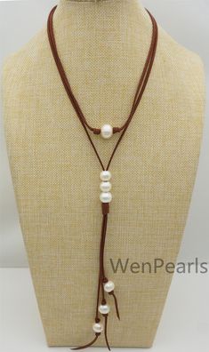 "NOTE: necklace length is not include drop part Production Method: handmade Materials: genuine freshwater pearl Pearl Color: white Pearl Size: Big pearl Pearl Shape: potato near round Pearl Quality: good quality,AA+ Necklace Length: select option,custom to make Back to Other Jewelry Section 01: \"Tahitian,Akoya,Sea Pearl\" Section: https://www.etsy.com/shop/WenPearls?section_id=15806339 02: \"Potato/Near Round Pearl\" Section: https://www.etsy.com/shop/WenPearls?section_id=16378067 03: \"Round P Pearl Leather Necklace, Leather Pearl Jewelry, Handmade Pearl Necklace, Leather Pearl Necklace, Big Pearl, Length Necklace, Pearl Leather, Necklace Pearl, Handmade Jewelry Diy