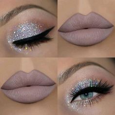 Make Up Diy, Make Up Designs, Nye Makeup, Drag Make-up, Glittery Eyes, Valentines Day Makeup, Glitter Eye Makeup, Smink Inspiration, Valentines Makeup