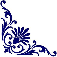 an ornate blue design on a white background