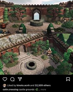 the screenshot shows an image of a garden with trees and bushes, including a fountain