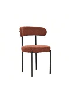 an orange chair with black legs on a white background