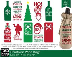 christmas wine bags bundle svg cut files