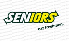 the logo for seniors eat freshmen, which has been designed to look like an arrow