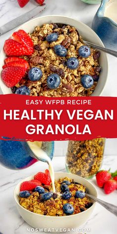 healthy vegan granola recipe with berries and yogurt