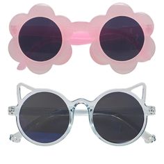 Introduce your little princess to the adorable Willow & Ruby 2 Pack Infant's Sunglasses for Girls, featuring Pink Flower and Glossy Blue Cat designs that are not only stylish but also ensure eye protection. Crafted from high-quality, durable materials for comfort and safety, these trendy girl's sunglasses for babies are perfect for any occasion, making your baby girl the talk of the town. At an affordable price, the only challenge is choosing which pair of these infants shades to wear! Give your Whimsical Adjustable Sunglasses With Uv Protection, Spring Clear Plastic Sunglasses, Sunglasses For Girls, Baby Sunglasses, Cat Socks, Girl With Sunglasses, Blue Cat, Kids On The Block, Blue Cats