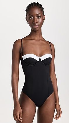 STAUD Maeve One Piece | Shopbop Elegant Spring Swimwear With Adjustable Straps, Fitted Elastane Swimwear With Straps, Spring Fitted Padded Swimwear, Padded Fitted Spring Swimwear, Padded Fitted Swimwear For Spring, Chic Fitted Swimwear With Underwire, Chic Fitted Underwire Swimwear, Chic Fitted Swimwear With Adjustable Straps, Chic Nylon Swimwear With Underwire