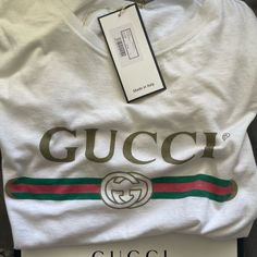 White Gucci Mens(Large) Slightly Oversized Scoop Neck T-Shirt. With Box And Tags Scoop Neck Tshirt, Gucci Shirts, Gucci Mens, Gucci Men, Limited Time, Neck T Shirt, Scoop Neck, Color White, Tee Shirts