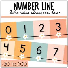 a number line with flowers and numbers on it