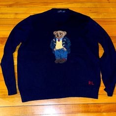 Eucpolo By Ralph Lauren Teddy Bear Knit Sweater Sz. Xxl Length 30" Ap-Ap 25-1/2" Sleeve 29" 69% Cotton 31% Linen Excellent Condition Worn Once Ralph Lauren Teddy Bear, Polo Ralph Lauren Sweater, Ralph Lauren Sweaters, Sweaters Crewneck, Ralph Lauren Men, Knit Sweater, Polo Ralph, Mens Polo, Knitted Sweaters