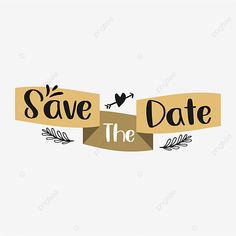 save the date sign with ribbon and bow on white background, logo, label, sticker png and psd