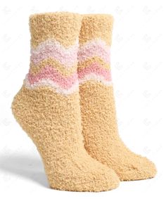 These plush socks will keep you warm and cozy all season. 100% polyester microfiber One size, fits size 6-10 Plush Socks, Yellow Chevron, Boatneck Sweater, Beaded Top, Sherpa Jacket, Seasonal Gifts, Gift Accessories, Blue Sweaters, Clothes Gift