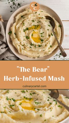 the bear's herb - infused mash is served in a bowl