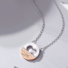 Nickel Free Stainless Steel Necklace For Anniversary, Nickel-free Stainless Steel Necklace For Anniversary, Nickel Free Stainless Steel Anniversary Necklace, Anniversary Rose Gold Stainless Steel Charm Necklace, White Stainless Steel Necklaces For Anniversary, White Stainless Steel Necklace For Anniversary, Rose Gold Round Stainless Steel Necklace, Rose Gold Stainless Steel Round Necklace, Round Rose Gold Stainless Steel Necklace