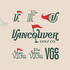 the logo for vancouver golf co, which has been changed to be green and red