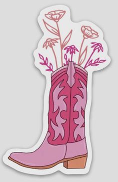 Amp up your style with this unique Boot Flower sticker! Featuring a cute pink flower in a boot shape, this sticker will put the perfect finishing touch on your style! Get ready to take your style to new heights with this unique, chic and oh-so-cute sticker. NOT available for in store credit or exchange(see policy below for more info) filter used to brighten color Boot With Flowers, Unique Boots, Texas Gifts, Stand Strong, Western Boot, Cowboy Boot, Gift Stickers, Baby & Toddler Clothing, Baby Bag