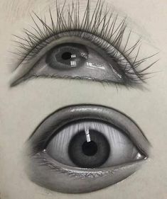 an eye with long lashes and no makeup is shown in this drawing, it appears to be