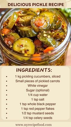 pickle recipe in a jar with instructions