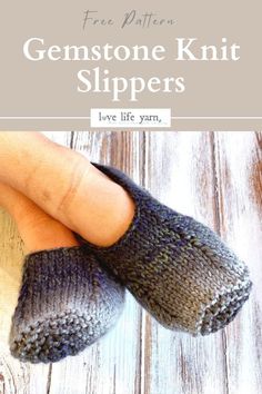 Gemstone Knit Slippers Knit Slippers Pattern, Knit Coffee Cozy, Knitted Socks Free Pattern, Knit Slippers, Knitted Slippers Pattern, Handmade Socks, Handmade Slippers, Comfy Slippers