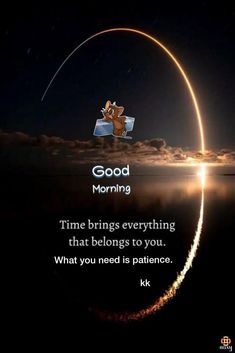 an image of a rocket with the words good morning on it and a cat flying in the sky