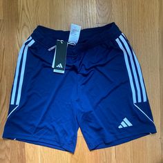 Brand New Adidas Soccer Shorts, Tags Still On. Youth Size Xl (15-16y). Casual Adidas Blue Athletic Shorts, Casual Blue Adidas Athletic Shorts, Adidas Blue Athletic Shorts With Built-in Liner, Adidas Blue Sports Bottoms, Adidas Blue Athletic Shorts For Sports, Adidas Navy Sports Shorts, Adidas Blue Sports Shorts, Adidas Blue Cotton Shorts, Adidas Soccer Shorts