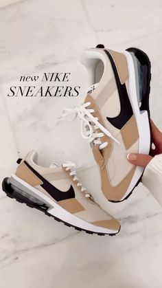 Neutral Sneakers Women 2023, Trending Tennis Shoes For Women, Best White Sneakers Women 2023, Tan Nike Shoes, Neutral Sneakers, Air Max Pre Day, New Nike Sneakers, Nike Shoes Women Fashion, Tan Sneakers