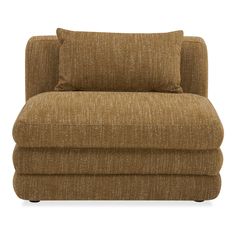 a brown chair with pillows on it