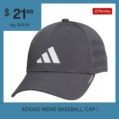 Stay cool when the weather — or your workout — heats up. This adidas hat is made from quick-drying fabric to keep moisture at bay. It stretches for an easy fit, and has perforated 3-stripes to let air flow.Features: Moisture WickingBase Material: 97% Polyester, 3% SpandexCare: Machine Wash, Line DryBrim Width: 3 InchCountry of Origin: Imported Sporty Gray Hat For Baseball Season, Moisture-wicking Baseball Cap For Outdoor Activities, Adidas Baseball Cap For Sports Events, Sporty Adidas Six-panel Baseball Cap, Adidas Sporty Six-panel Baseball Cap, Adidas Cap For Sports Events, Adidas Baseball Cap With Curved Visor For Sports, Adidas Sports Event Hats, Adidas Sports Cap