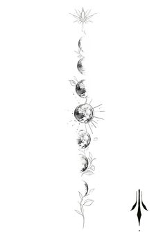 a black and white drawing of the moon phases