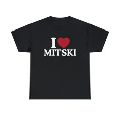 I Heart Mitski Tshirt Fan Merch Gift Made with Gildan 5000 .: 100% cotton (fiber content may vary for different colors) .: Medium fabric (5.3 oz/yd² (180 g/m .: Classic fit .: Tear-away label .: Runs true to size CARE INSTRUCTIONS Wash inside out to maintain design! Machine wash: warm (max 40C or 105F) Non-chlorine: bleach as needed Tumble dry: medium Do not iron/dryclean G M, Concert Outfit, Cotton Fiber, Funny Tshirts, Heavy Cotton, Cotton Tee, Hoodie Shirt, Short Sleeve Tee, Colorful Shirts