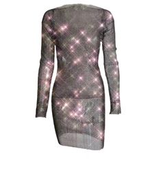 Rhinestone see through fishnet dress. SIZE Bust: 26-43” Waist: 26-43” Length:35,4” Fitted Mesh Dress With Rhinestones, Mesh Dress With Rhinestones For Party Season, Fishnet Mesh Dresses For Night Out, Fishnet Mesh Dress For Night Out, Spring Party Dress With Fishnet Details, Spring Party Mesh Dress With Fishnet Details, Spring Party Fishnet Dress, Fitted Fishnet Dress For Night Out, Twilight Dress