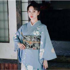 Light Blue Kimono | Eiyo Kimono Blue Kimono Outfit, Light Blue Kimono, Kimono Aesthetic, Human Pose, Oc Clothes, Pretty Kimonos, Kimono Traditional, Masquerade Theme, Japanese Traditional Clothing