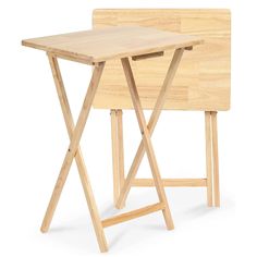 two wooden folding tables sitting next to each other