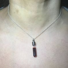 Red Fake Blood Glass Tube Vial and Silver Necklace Pendant on | Etsy Vial Necklace Blood, Blood Vile Necklace, Blood Necklace Vial, Vile Necklaces, Blood Necklaces, Blood Vial Necklace, Blood Necklace, Vial Necklace, Aleister Crowley