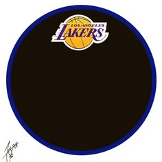 the los angeles lakers logo on a black and blue circle with an inscription that reads, i