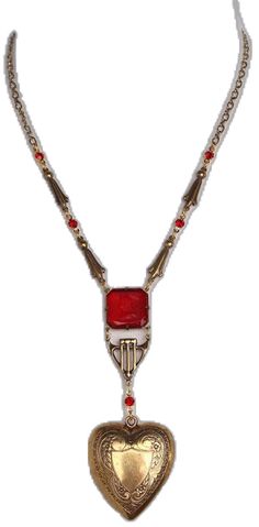 Formal Vintage Charm Jewelry For Valentine's Day, Vintage Charm Jewelry For Valentine's Day Formal, Vintage Charm Jewelry For Valentine's Day Formal Occasion, Elegant Vintage Jewelry For Valentine's Day, Vintage Locket Necklace With Rectangular Pendant, Vintage Rectangular Locket Necklace, Antique Red Medallion Jewelry, Vintage Jewelry With Rectangular Pendant Charm, Vintage Formal Necklace With Rectangular Pendant