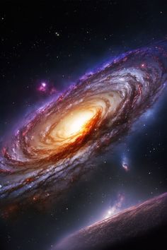 an artist's rendering of the andromeda spiral galaxy, with stars in the background