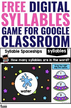 the free digital syllables game for google classroom is shown in this image, and it