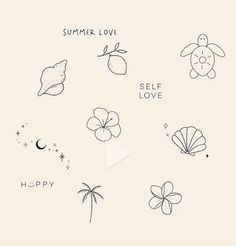 an image of the words summer love, self love and happy