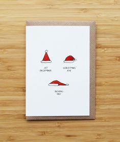 a card with three hats on it and the words, christmas is coming to you